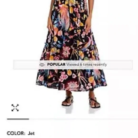 Banjanan Hannah Dress Large Eden Garden Black Print Viscose Maxi $400 Retail - Picture 2 of 9